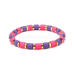 5Pcs 5 Colors Column Polymer Clay Stretch Beaded Bracelets&nbsp;BJEW-JB08765