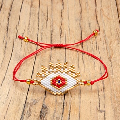 Glass Seed Braided Bead Bracelet with Double Tassel&nbsp;BJEW-A121-18B