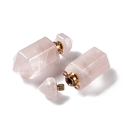 Faceted Bullet Natural Rose Quartz Perfume Bottle Pointed Pendants&nbsp;G-A026-07C