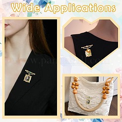 2Pcs 2 Styles Square & Rectangle with Flower Alloy ABS Imitation Pearl Brooch&nbsp;JEWB-CJ0001-92
