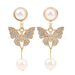 Butterfly Brass Dangle Stud Earrings&nbsp;EJEW-JE06461-01