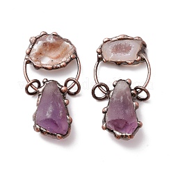Natural Amethyst and Druzy Agate Big Pendants&nbsp;G-M383-18R