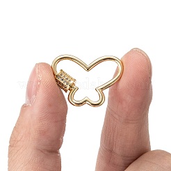 Brass Micro Pave Cubic Zirconia Screw Carabiner Lock Charms&nbsp;KK-I657-15G