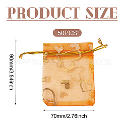 50Pcs Heart Printed Organza Bags&nbsp;OP-TADJ0001-01E