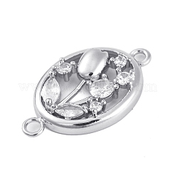 Brass Pave Clear Cubic Zirconia Connector Charms&nbsp;KK-Z066-10P