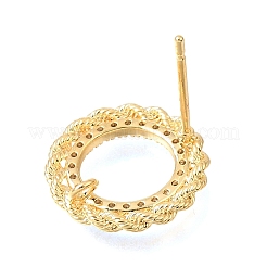 Brass Micro Pave Cubic Zirconia Stud Earring Findings with Loops&nbsp;CU-CBA1682-04G