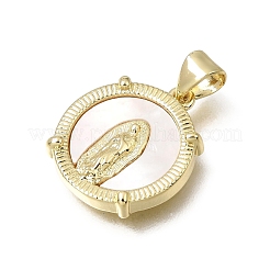 Virgin Mary Theme Brass & Natural Shell Pendants&nbsp;SH-CBA7C77-01B-G03