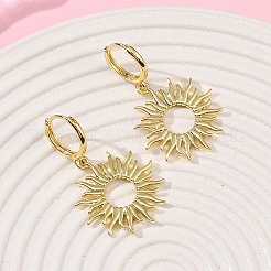 Sun Brass Hoop Earrings&nbsp;EJEW-H180-30D-G