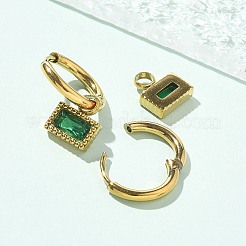 Ion Plating(IP) 304 Stainless Steel Rectangle Hoop Earrings&nbsp;EJEW-A118-01G