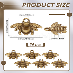 76Pcs Tibetan Style Alloy Bee Pendants&nbsp;FIND-LP0004-29