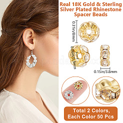 100Pcs 2 Colors Rack Plating Brass Rhinestone Spacer Beads&nbsp;KK-BBC0016-23B