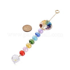 Natural & Synthetic Mixed Gemstone Tree with Glass Window Hanging Suncatchers&nbsp;HJEW-JM00853-03