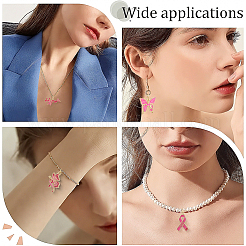 7Pcs 7 Styles October Breast Cancer Pink Awareness Ribbon Brass Enamel Pendants&nbsp;KK-BBC0020-36