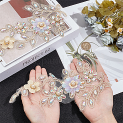 Polyester Rhinestone Embroidery Sew on Appliques&nbsp;DIY-WH20010-40-1