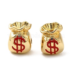 Rack Plating Real 18K Gold Plated Brass Enamel Beads&nbsp;KK-Q795-04G
