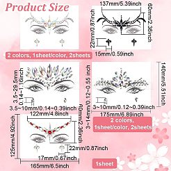 7 Sheets 7 Style Self Adhesive 3D Eyes Body Face Jewelry Acrylic Rhinestone & Imitation Pearl Stickers&nbsp;MRMJ-OC0003-11