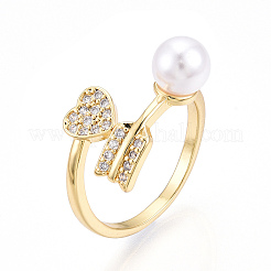 Brass Micro Pave Clear Cubic Zirconia Cuff Rings for Women&nbsp;KK-T074-02G