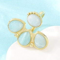 Natural & Synthetic Gemstone & Natural Aquamarine Cuff Rings&nbsp;GG-G001-03G