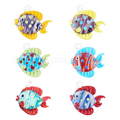 6Pcs 6 Colors Handmade Lampwork Pendants&nbsp;LAMP-TA0002-67C
