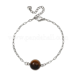 Half Round Natural Gemstone Bead Link Bracelets&nbsp;BJEW-JB14118