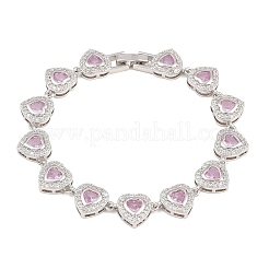 Brass Pave Cubic Zirconia Heart Tennis Bracelets for Women&nbsp;KK-CBA68DA-09P-02