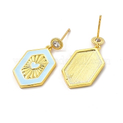 Brass Micro Pave Cubic Zirconia Stud Earrings&nbsp;EJEW-H091-07G
