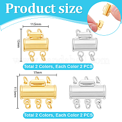 8Pcs 4 Styles Brass Slide Lock Clasps&nbsp;KK-PH0014-83