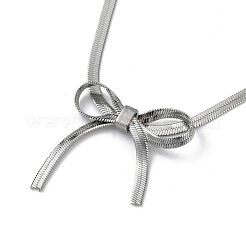 Non-Tarnish 304 Stainless Steel Bowknot Pendant Necklace&nbsp;NJEW-Z028-02P