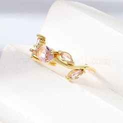 Brass Micro Pave Cubic Zirconia Cuff Open Rings&nbsp;CU-CBA108A-13G-06