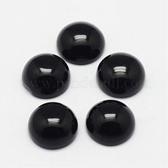 Natural Dyed & Heated Black Agate Cabochons&nbsp;G-F313-01-8mm