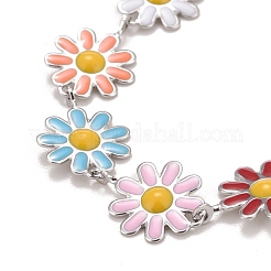 Enamel Daisy Link Chains Bracelet&nbsp;BJEW-P271-01P-06