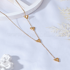 1Pc Stainless Steel Heart Tassel Y Pendants Necklaces for Women&nbsp;NJEW-LP0003-14