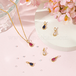 6Pcs 3 Colors Brass Micro Pave Clear Cubic Zirconia Charms&nbsp;DIY-AN0001-15