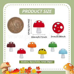 24Pcs 6 Colors Mushroom Food Grade Eco-Friendly Silicone Focal Beads&nbsp;SIL-FG0001-01