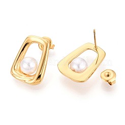 304 Stainless Steel Shell Pearl Stud Earrings&nbsp;EJEW-T047-03G