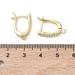 Brass Micro Pave Clear Cubic Zirconia Hoop Earring Findings&nbsp;KK-Z143-06G