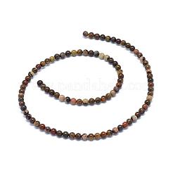 Natural Chinese Writing Stone Round Bead Strands&nbsp;G-P070-12-4mm
