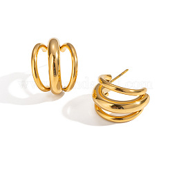 304 Stainless Steel Triple C-Shaped Stud Earrings&nbsp;CL7574