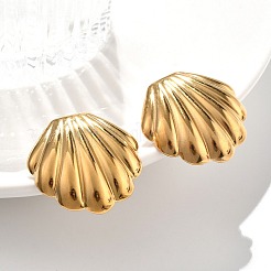 304 Stainless Steel Shell Shaped Studs Earrings for Women&nbsp;EJEW-K306-23G