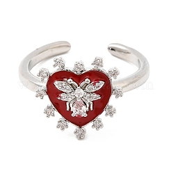 Brass Micro Pave Cubic Zirconia Cuff Open Rings for Women&nbsp;RJEW-B160-09P