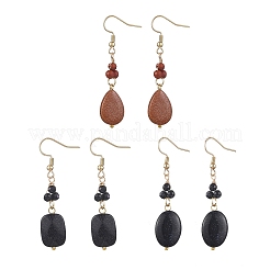 3 Pairs Synthetic Goldstone Dangle Earrings&nbsp;EJEW-JE06601