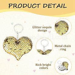 14Pcs 7 Colors PVC Reflective Sequin Heart Pendant Keychain&nbsp;KEYC-YW0001-27