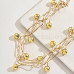 Iron S-shape Link Chain Choker Necklaces with Round Ball for Women&nbsp;WGD5438-02