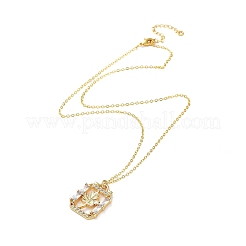 Golden Brass Rhinestone Pendant Necklace with Cable Chains&nbsp;NJEW-P278-A02