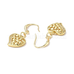 Clear Cubic Zirconia Heart Dangle Earrings&nbsp;EJEW-B017-03G