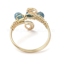 4Pcs 4 Style Natural Mixed Gemstone Round Beaded Finger Rings&nbsp;RJEW-TA00105