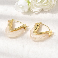Brass Resin Hoop Earrings&nbsp;EJEW-P333-11A-G01