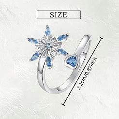 Alloy Rhinestone Snowflake Cuff Open Rings for Women&nbsp;WGB7CFA-01