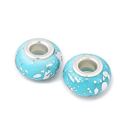 Opaque Resin Rondelle European Beads&nbsp;RESI-Z046-03I