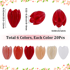 120Pcs 6 Colors Dyed Synthetic Coral Beads&nbsp;CORA-SC0001-28B
